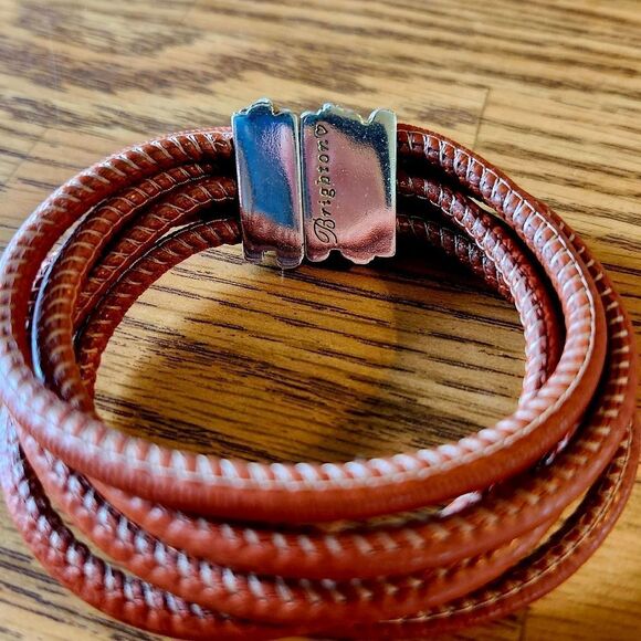 BRIGHTON "Neptune's Rings" Crystal, Silver, And Leather Bracelet BOHEMIAN - Picture 2 of 7